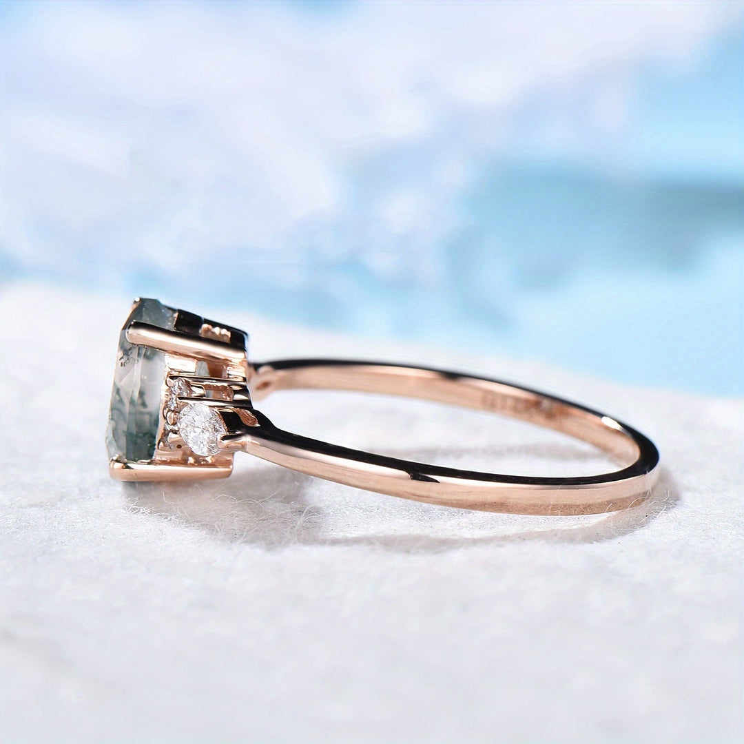 Elegant Moss Agate Ring