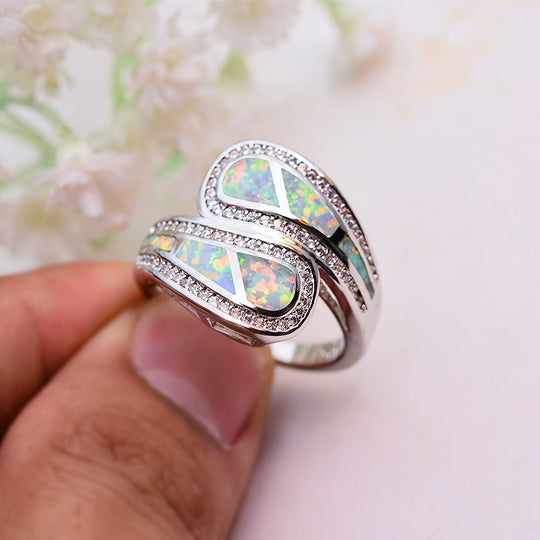 Boho Classic White Opal Stone Ring