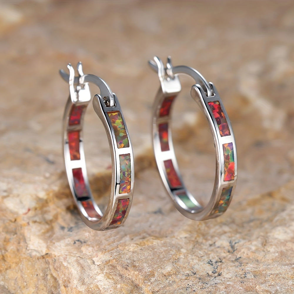 Timeless Boho Opal Hoop Earrings