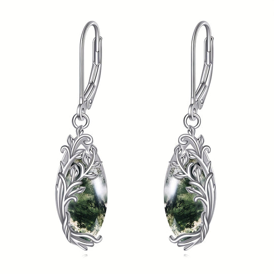 Retro Light Agate Dangle Earrings