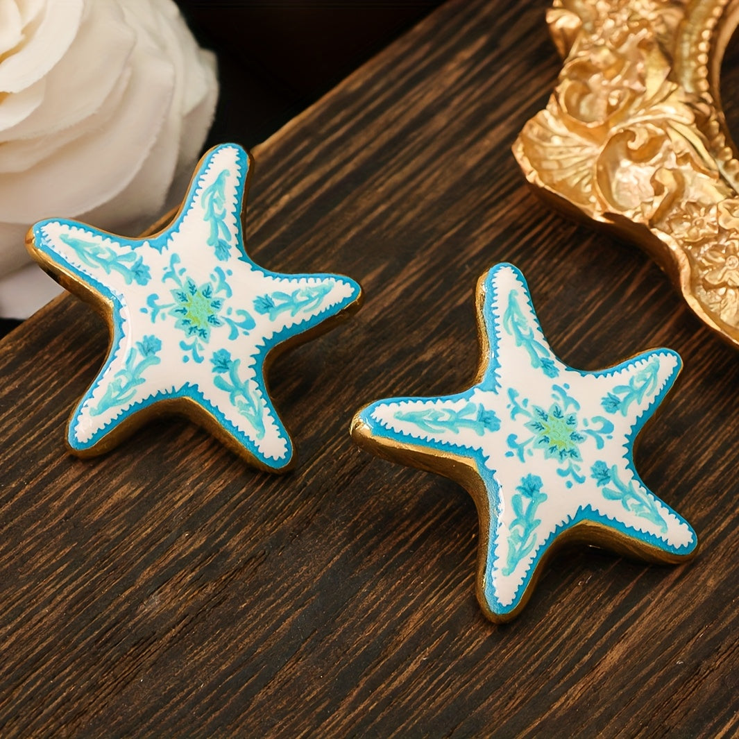 Classic-Style Painted Starfish Earrings