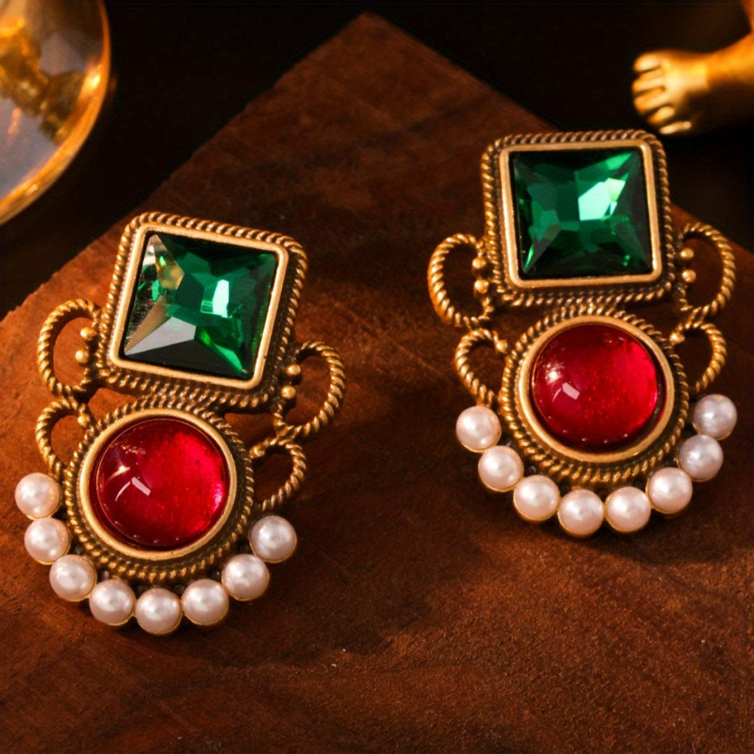 Modern-Inspired Colorful Rhinestone Earrings