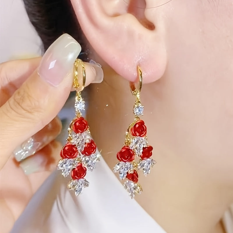 Minimalist  Rose Tassel Drop Earrings