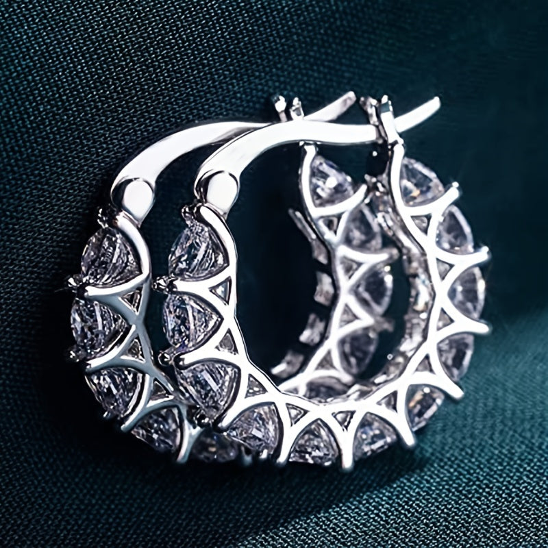 Stylish Zirconia Hoop Earrings