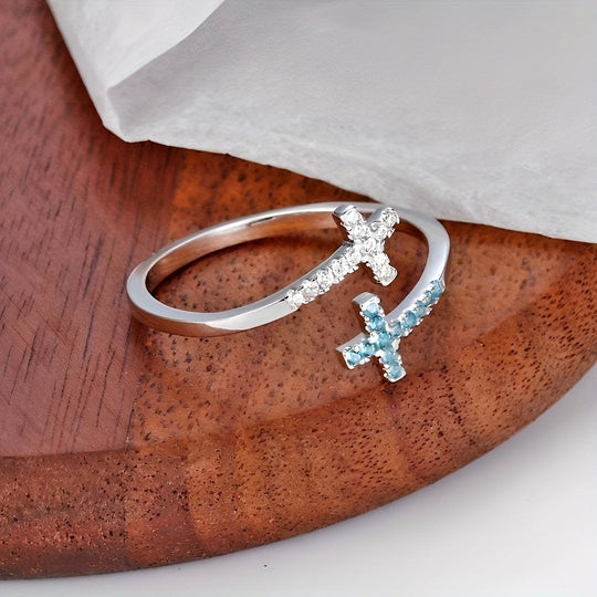 Open Adjustable Zirconia Cross Ring