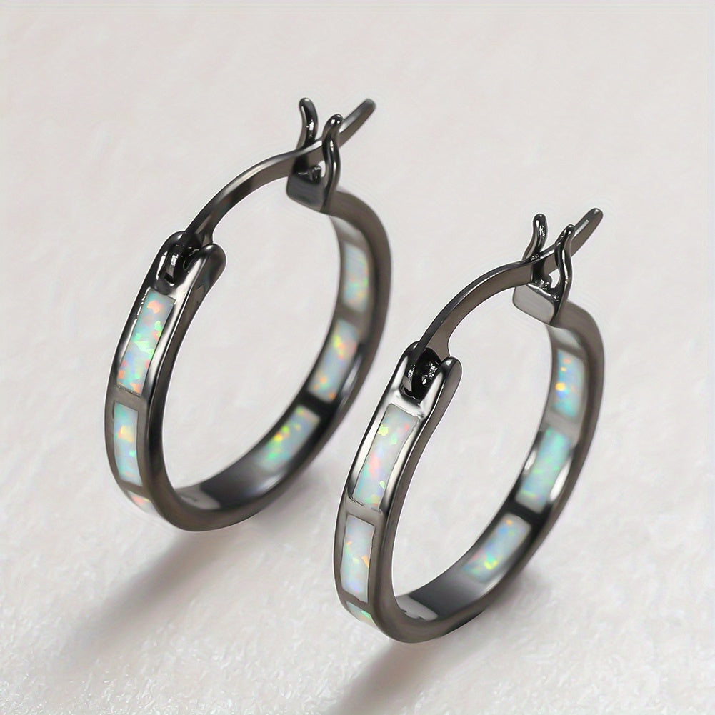 Timeless Boho Opal Hoop Earrings