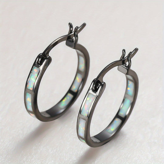 Timeless Boho Opal Hoop Earrings