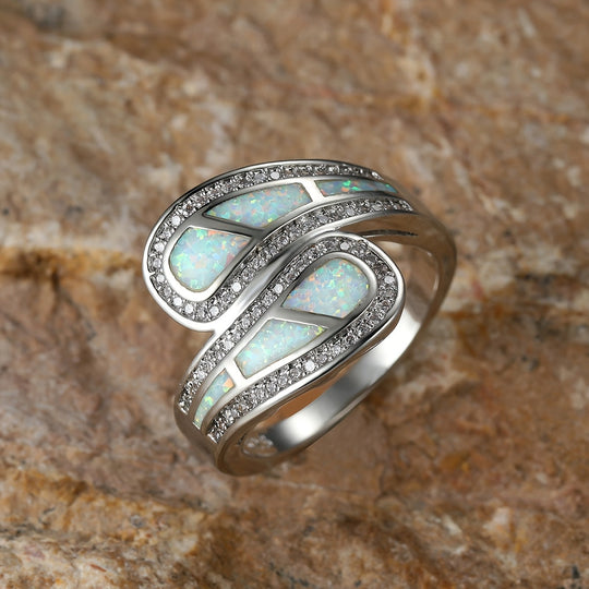 Boho Classic White Opal Stone Ring