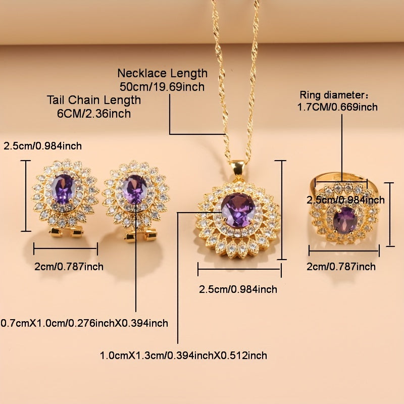 Sunflower Elegance 5pcs Wedding Jewelry Set