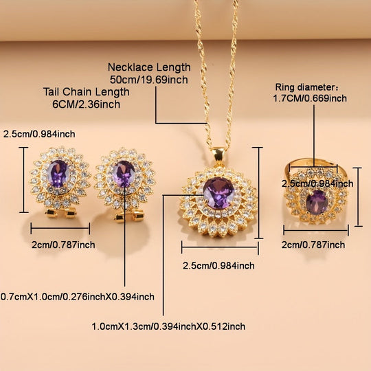 Sunflower Elegance 5pcs Wedding Jewelry Set
