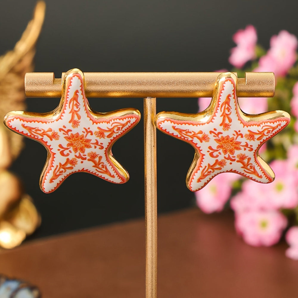 Classic-Style Painted Starfish Earrings