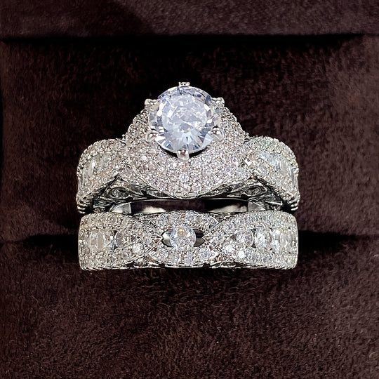Luxurious Micro Pave Zirconia Ring Set