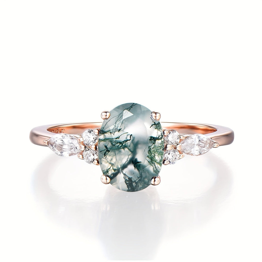 Elegant Moss Agate Ring
