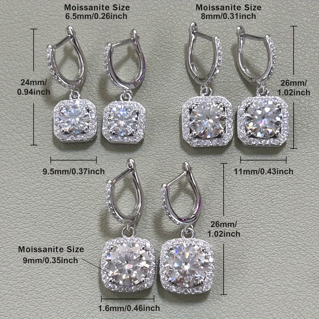 Silver Round Moissanite Earrings