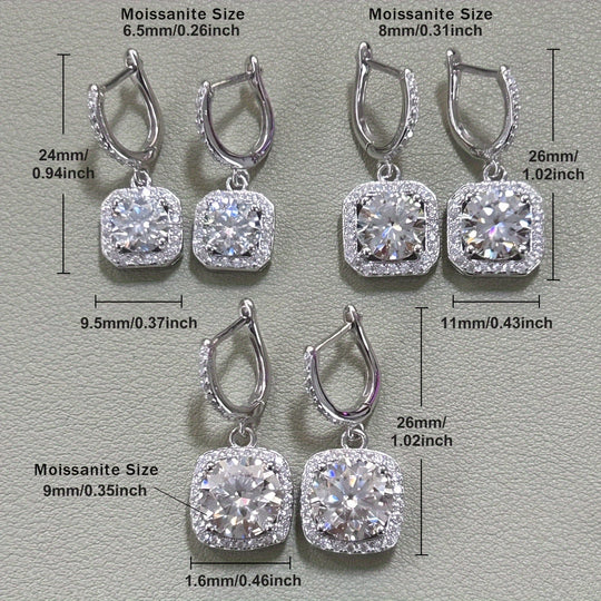 Silver Round Moissanite Earrings