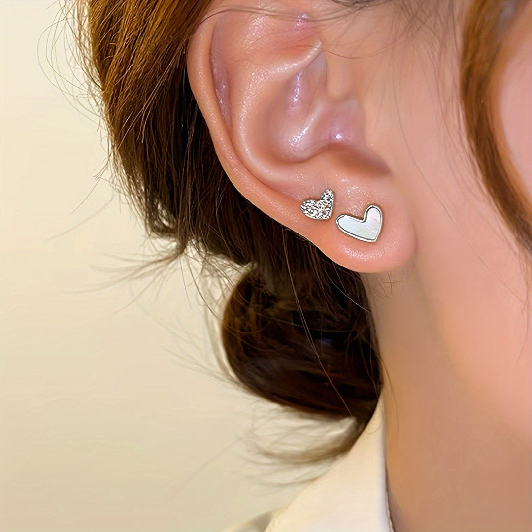 3 Pairs Simple Heart Earrings