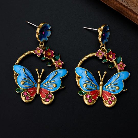 Stylish  Butterfly Enamel Earrings