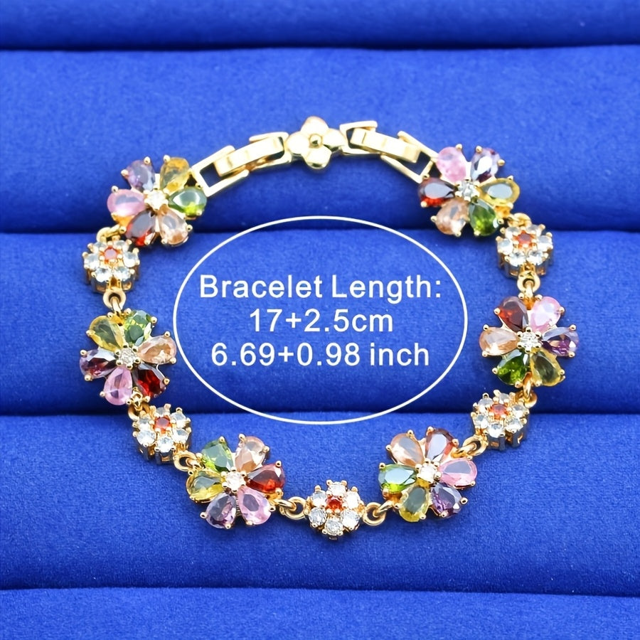 Elegant Classic-Inspired Colorful Zirconia Bracelet