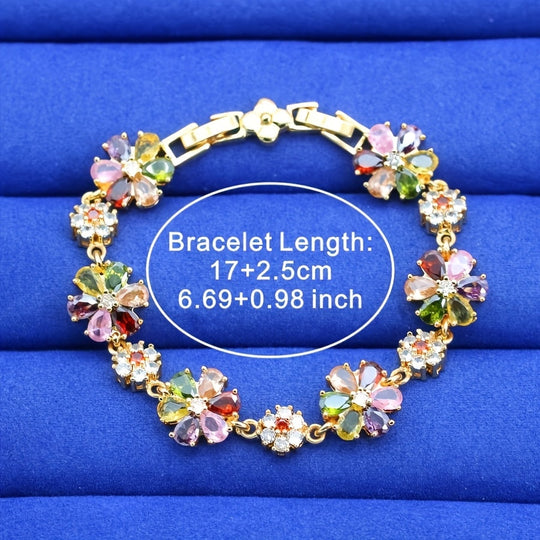 Elegant Classic-Inspired Colorful Zirconia Bracelet