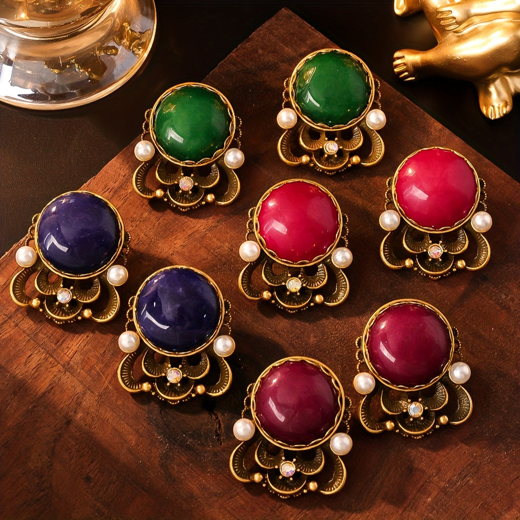 Classic Natural Gemstone Stud Earrings