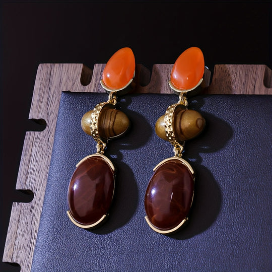 Retro Trendy Oval Teardrop Earrings