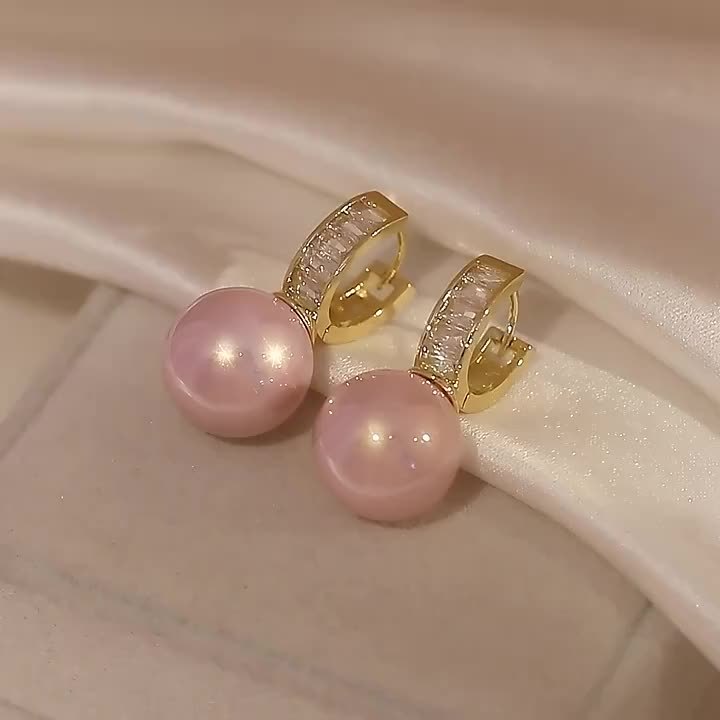 Timeless Pink Pearl Zirconia Earrings