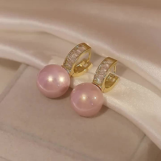 Timeless Pink Pearl Zirconia Earrings