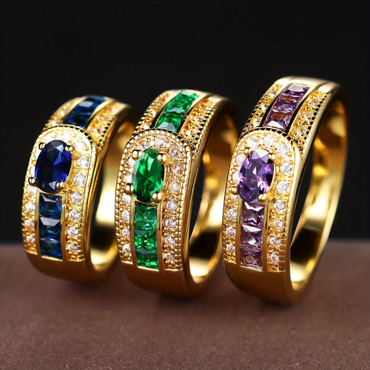 Stylish Inlaid Zirconia Band Ring