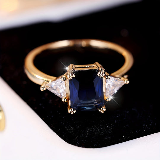 Classic Blue Square Zirconia Ring