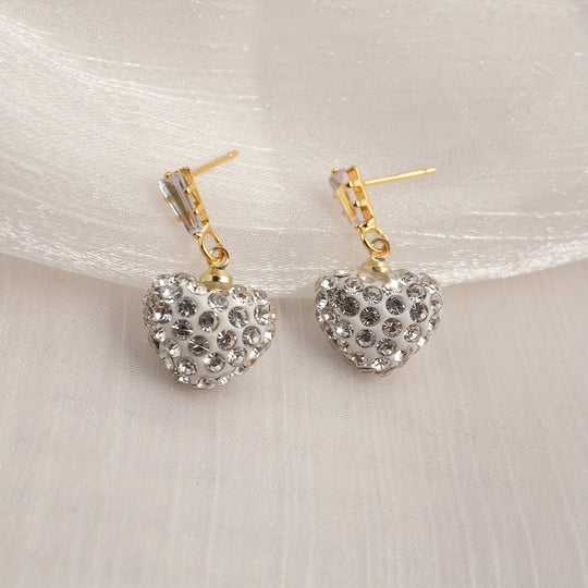 Luxurious Red Heart Dangle Earrings