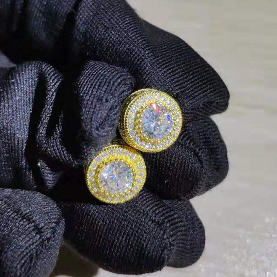 Sparkling Inlaid Zirconia Stud Earrings