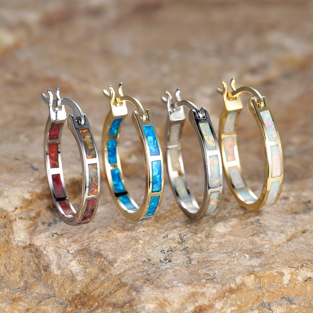 Timeless Boho Opal Hoop Earrings
