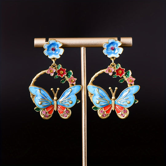 Stylish  Butterfly Enamel Earrings