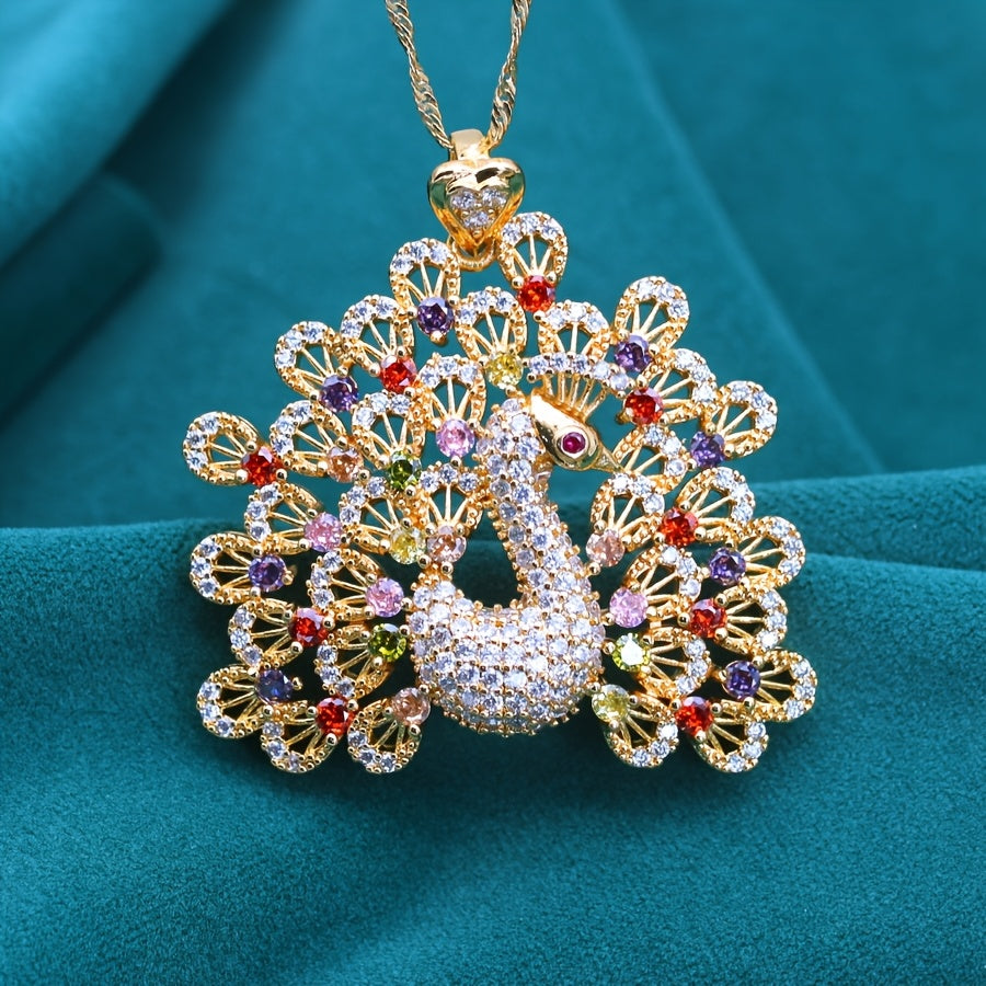 Modern Peacock-Inspired PeaRooster Pendant Necklace