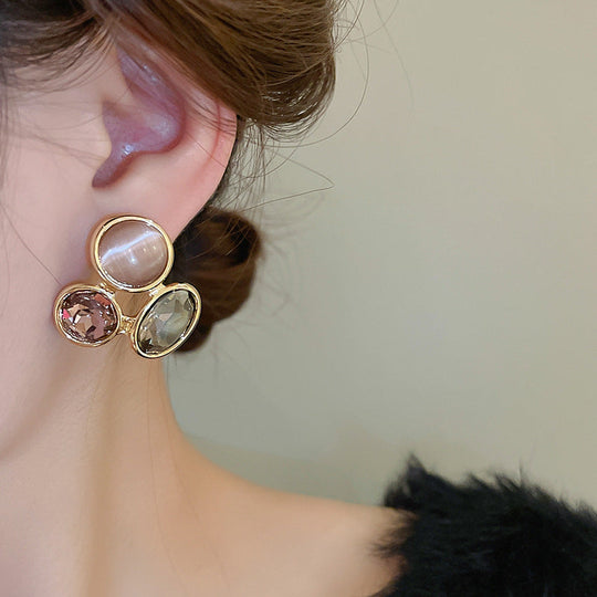 Trendy Style Oval Hollow Earrings