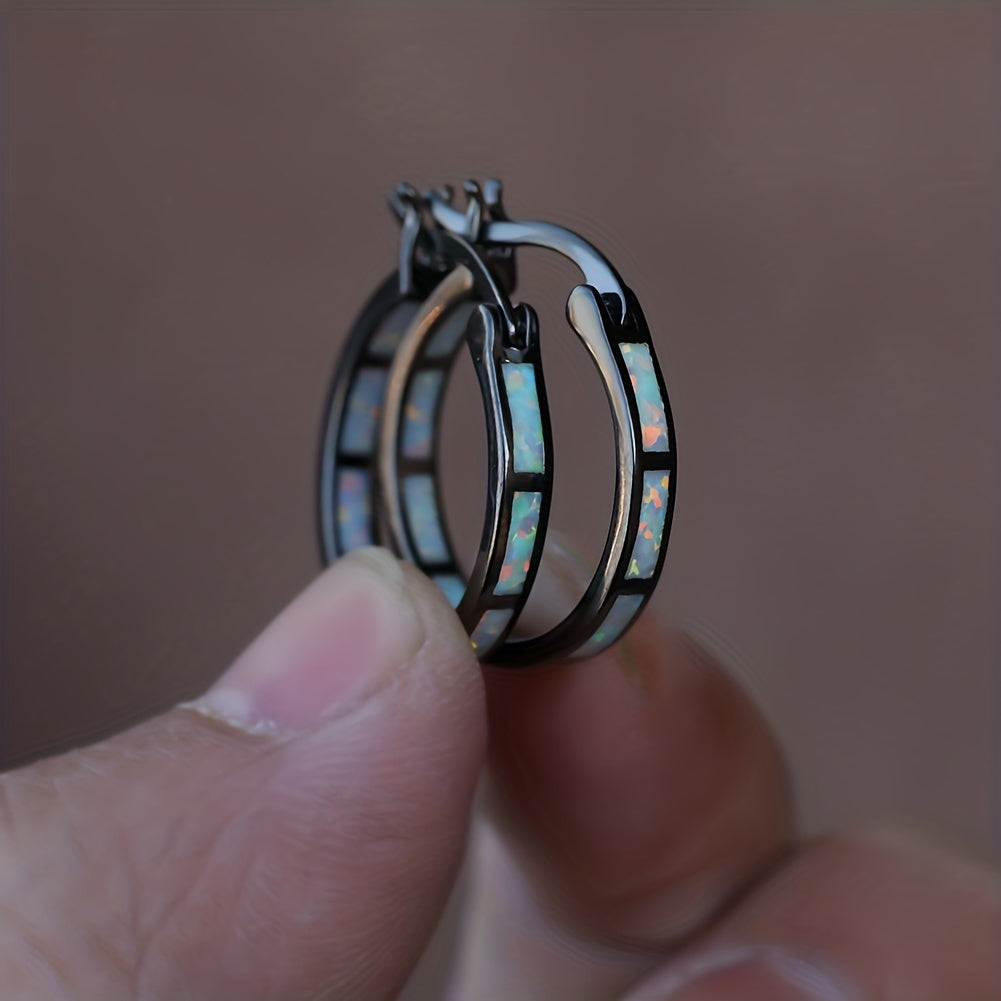 Timeless Boho Opal Hoop Earrings