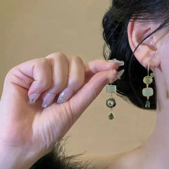 Modern Green Drop Earrings