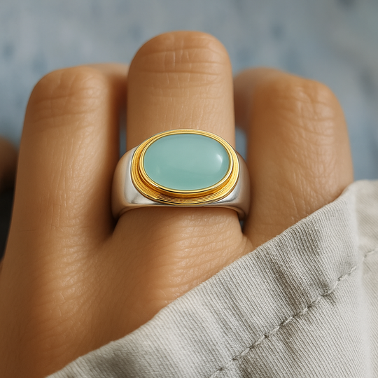 Gabi - Trendy Green Moonstone Ring