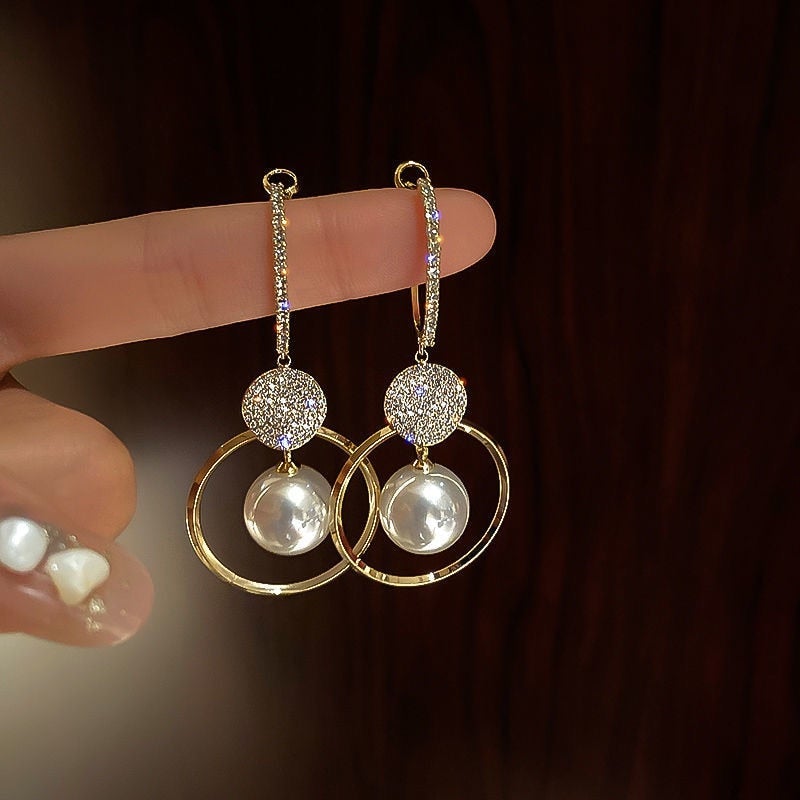 Timeless Earrings with Cultured Pearls and Zircons