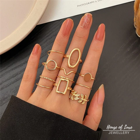 Pack of 11 Classic Silver Rings