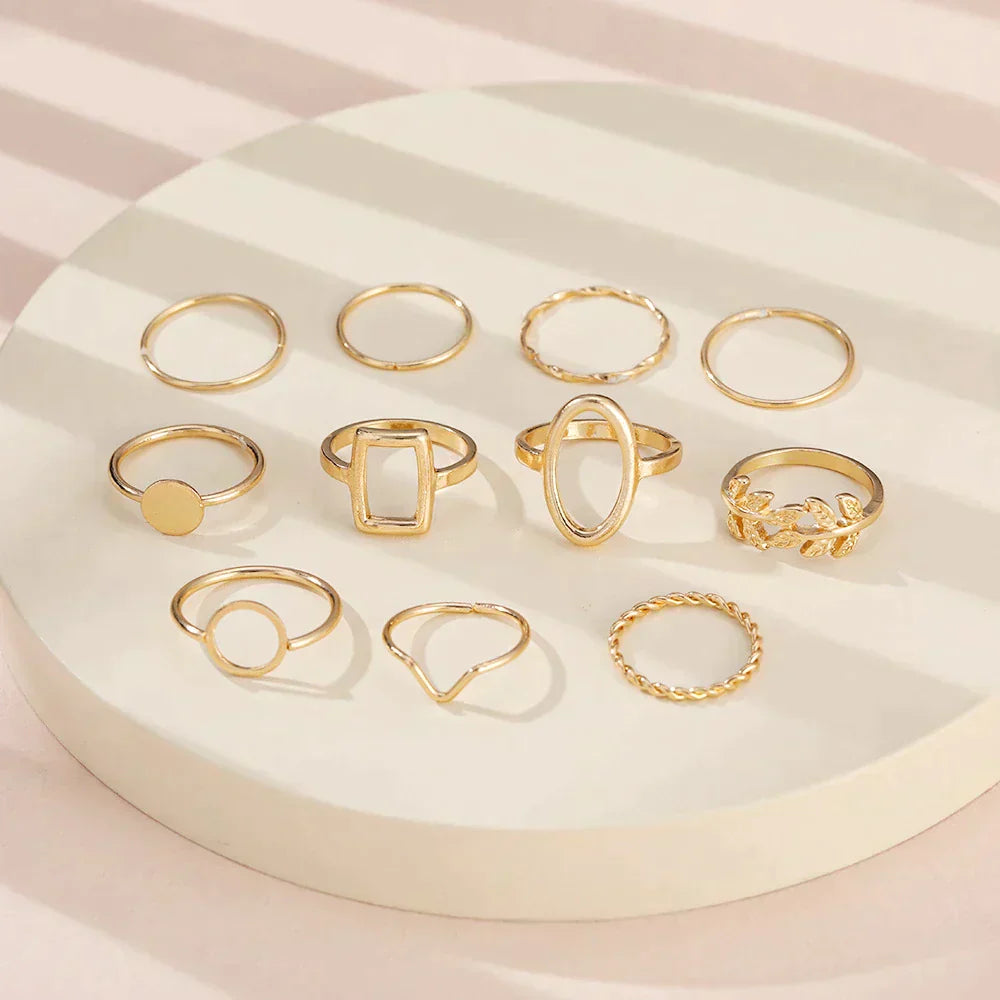 Pack of 11 Classic Silver Rings