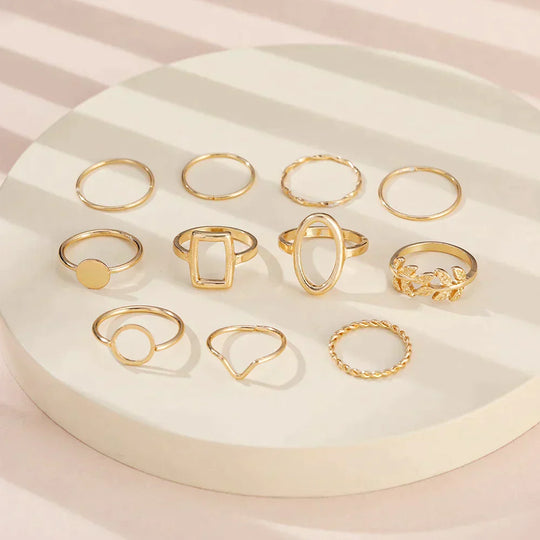 Pack of 11 Classic Silver Rings