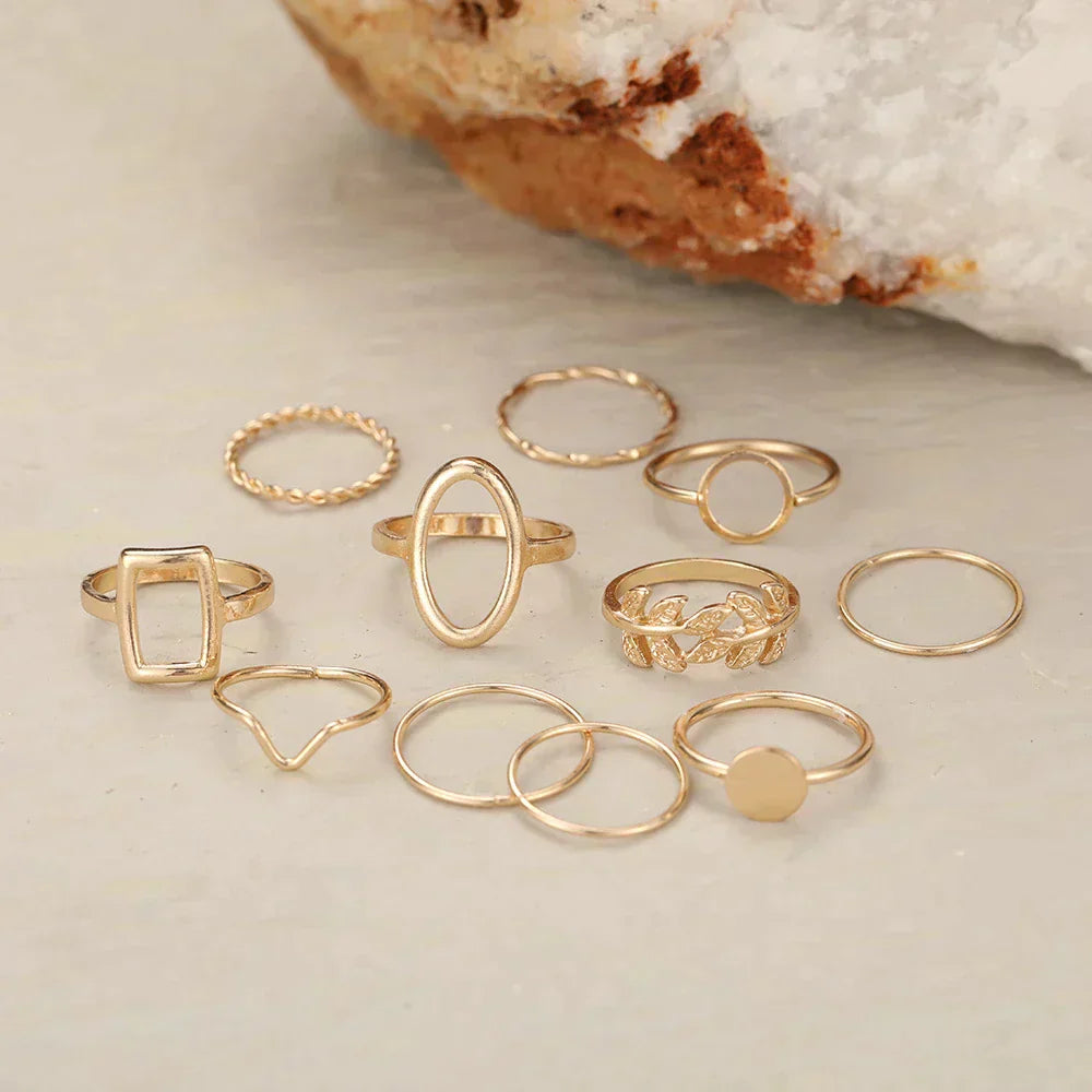 Pack of 11 Classic Silver Rings