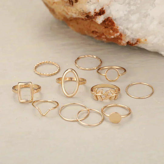 Pack of 11 Classic Silver Rings