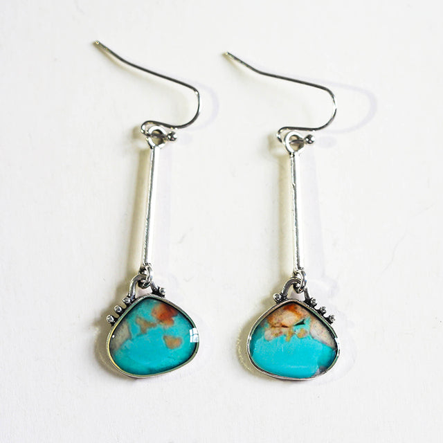 Modern Earrings with Turquoise Stones