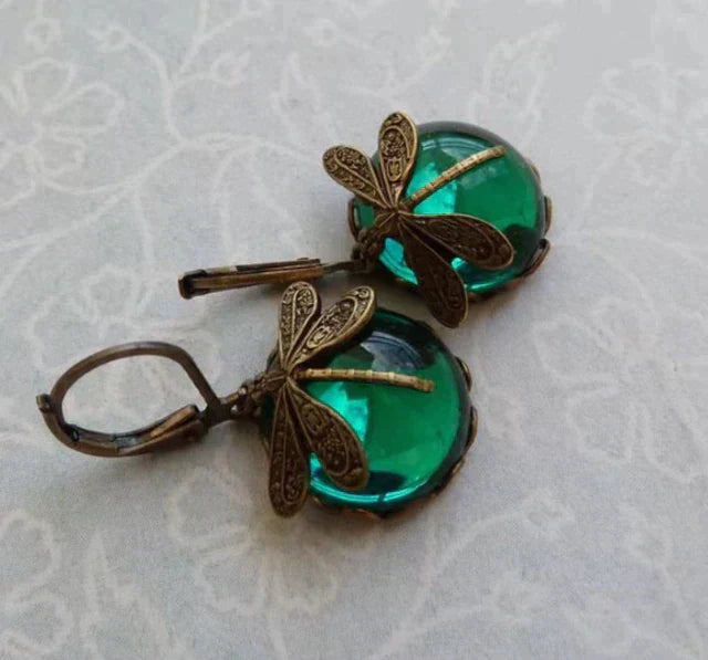 Spherical Dragonfly Earrings in Classic Gold