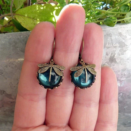 Spherical Dragonfly Earrings in Classic Gold