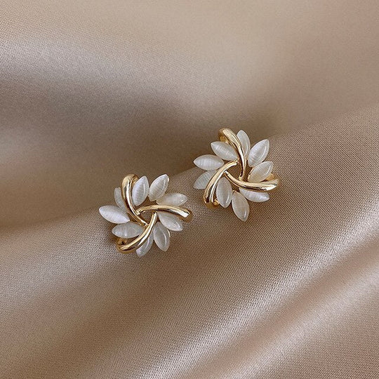 Timeless White Opal Earrings in Gold