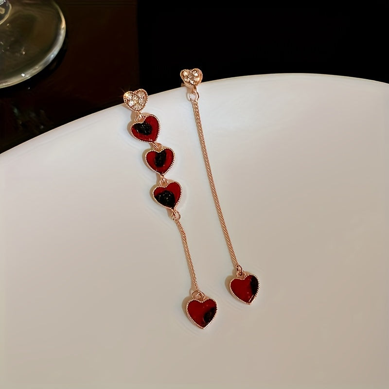 Trendy Inspired Asymmetrical Heart Chain Earrings