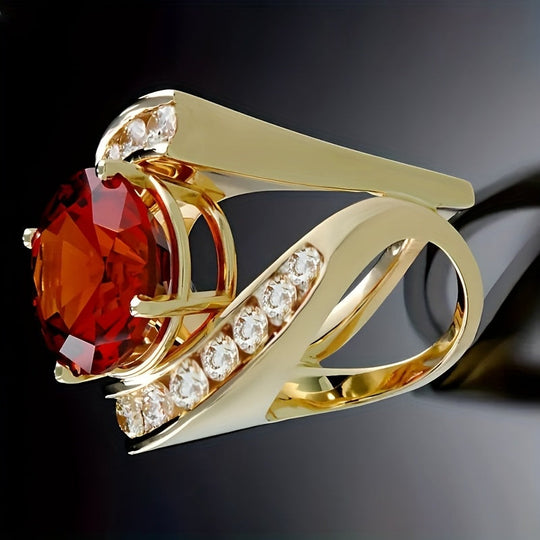 Timeless Red Stone Ring with Accents